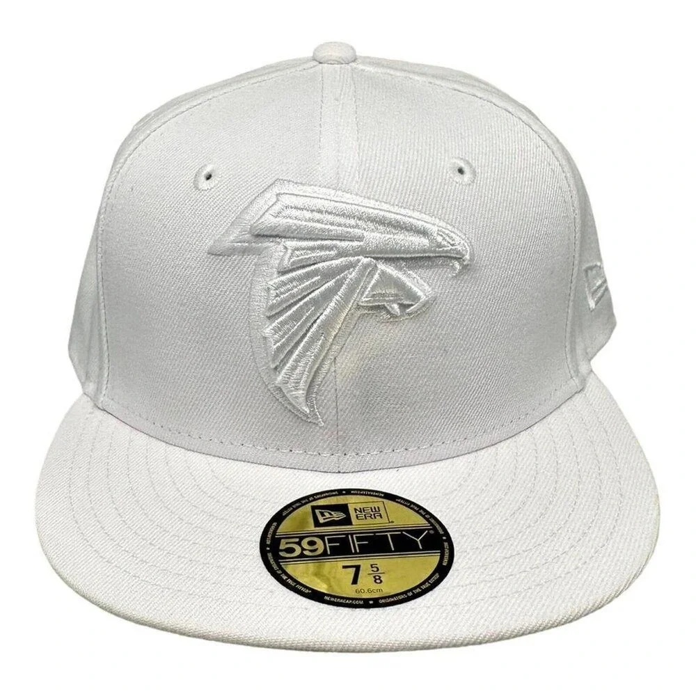 New Era 59FIFTY Atlanta Falcons Hat Triple White Fitted‎ 7 5/8 Mens NFL Cap